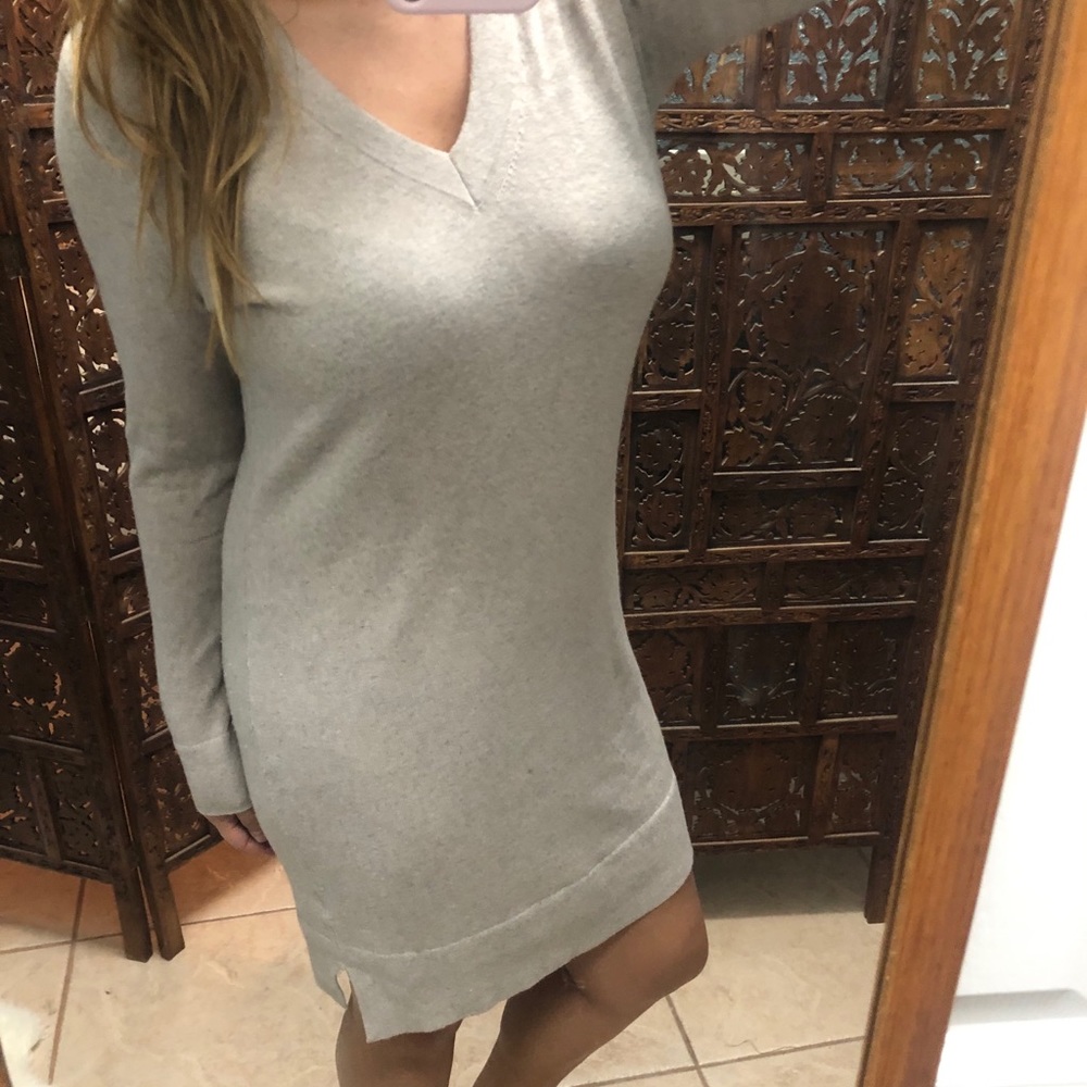 Italian Wool BeigeOatmeal Tan Sweater Knit Dress